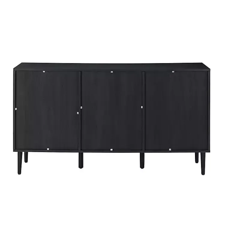 Kirklands Home Black Wood and Cane Arched Sideboard Cabinet Hot