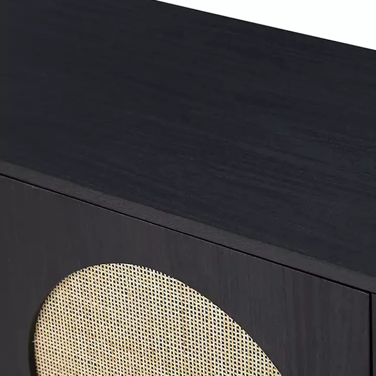 Kirklands Home Black Wood and Cane Arched Sideboard Cabinet Hot