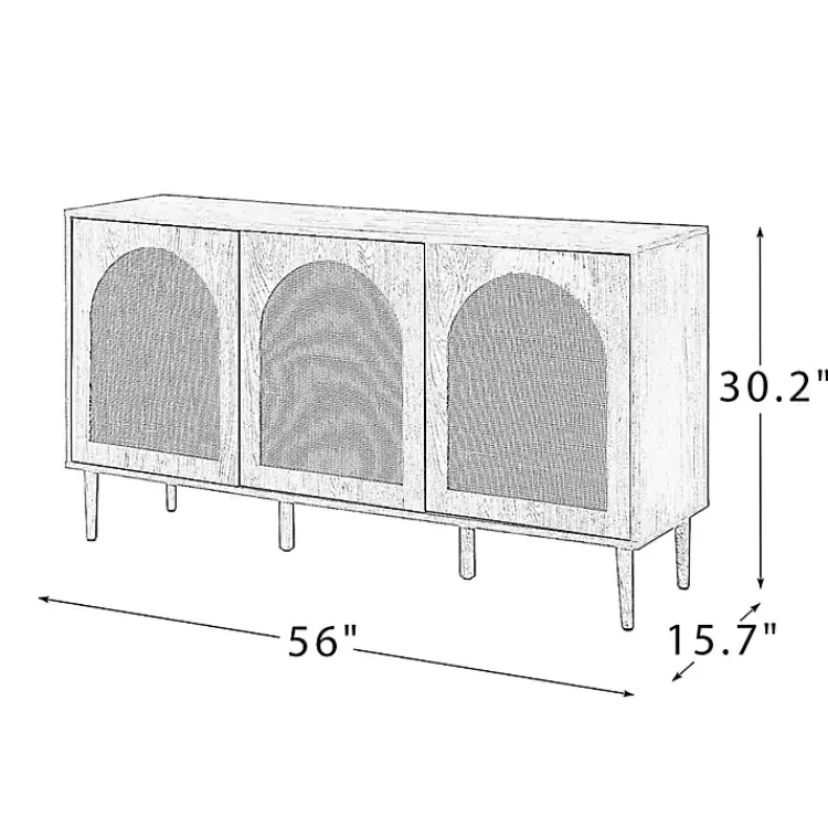 Kirklands Home Black Wood and Cane Arched Sideboard Cabinet Hot