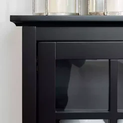 Kirklands Home Wood and Glass Buffet Cabinet Black Clearance