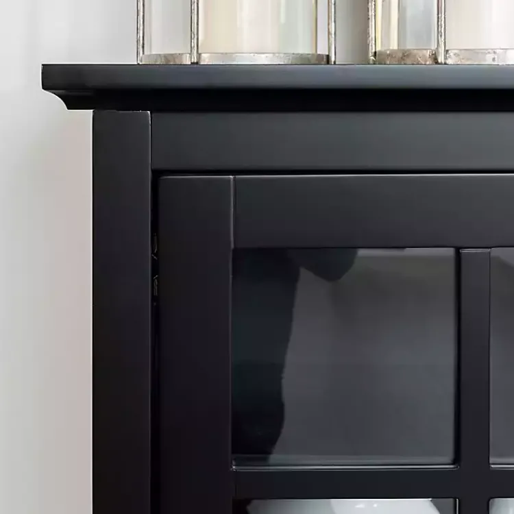 Kirklands Home Wood and Glass Buffet Cabinet Black Clearance