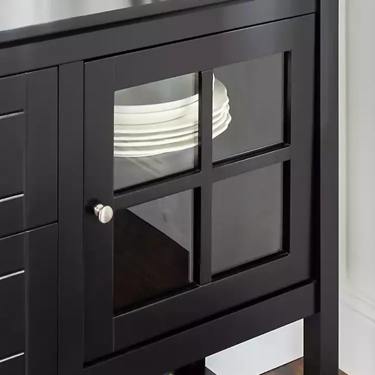 Kirklands Home Wood and Glass Buffet Cabinet Black Clearance