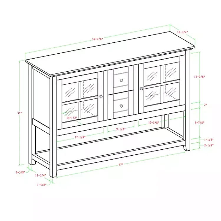 Kirklands Home Wood and Glass Buffet Cabinet Black Clearance
