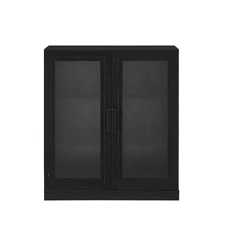 Kirklands Home Black Wood and Glass Stackable Storage Cabinet Best