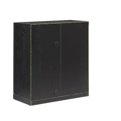 Kirklands Home Black Wood and Glass Stackable Storage Cabinet Best