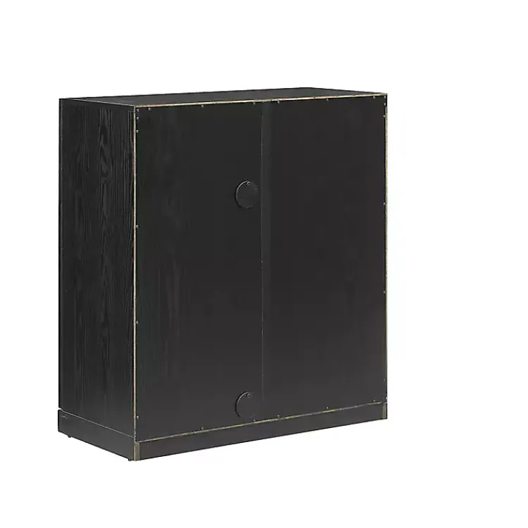 Kirklands Home Black Wood and Glass Stackable Storage Cabinet Best
