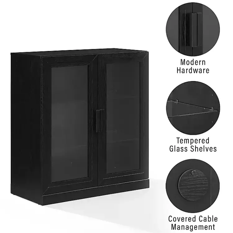 Kirklands Home Black Wood and Glass Stackable Storage Cabinet Best