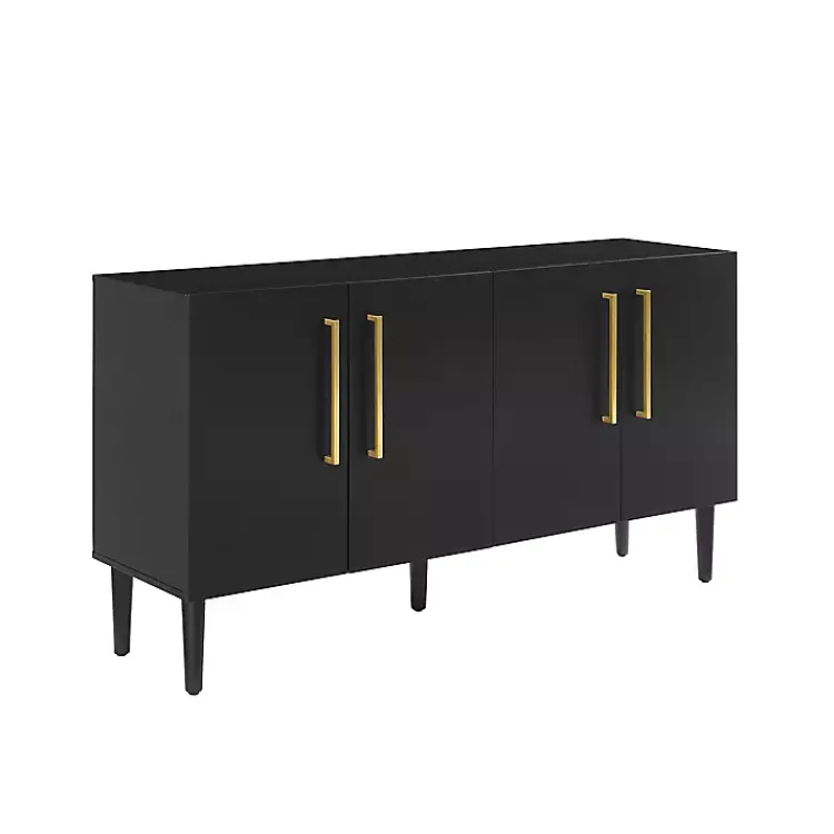 Kirklands Home Wood and Gold 4-Door Cabinet Black Sale