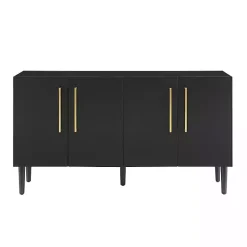Kirklands Home Wood and Gold 4-Door Cabinet Black Sale
