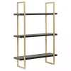 Kirklands Home Black Wood and Gold Metal Leigh Wall Shelf Hot