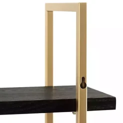 Kirklands Home Black Wood and Gold Metal Leigh Wall Shelf Hot