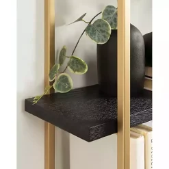 Kirklands Home Black Wood and Gold Metal Leigh Wall Shelf Hot