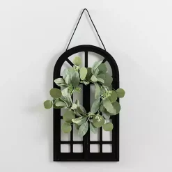 Kirklands Home Wood and Mini Wreath Arch Wall Plaque Black Clearance