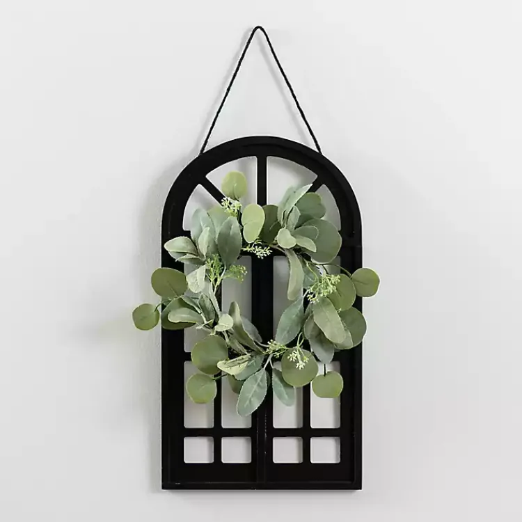 Kirklands Home Wood and Mini Wreath Arch Wall Plaque Black Clearance