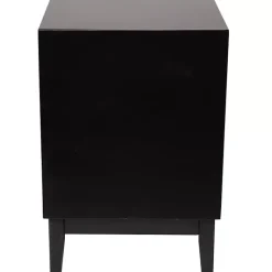 Kirklands Home Wood and Natural Rattan Drawer Nightstand Black Clearance