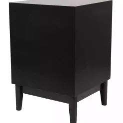 Kirklands Home Wood and Natural Rattan Drawer Nightstand Black Clearance