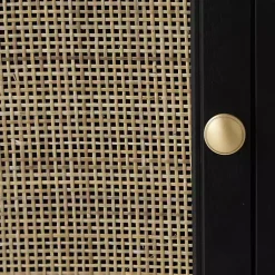 Kirklands Home Wood and Natural Rattan Cabinet Black Sale