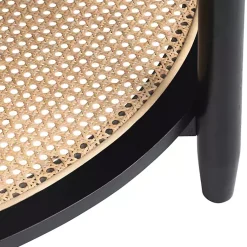 Kirklands Home Wood and Rattan Boho Accent Table Black Clearance