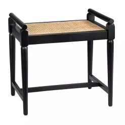 Kirklands Home Wood and Rattan Boho Bench Black Discount