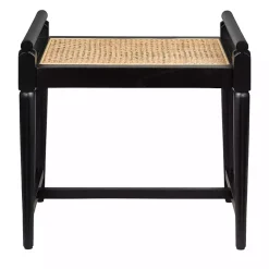Kirklands Home Wood and Rattan Boho Bench Black Discount