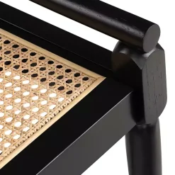 Kirklands Home Wood and Rattan Boho Bench Black Discount