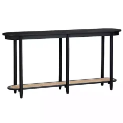 Kirklands Home Wood and Rattan Boho Console Table Black Best