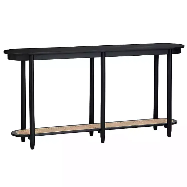 Kirklands Home Wood and Rattan Boho Console Table Black Best