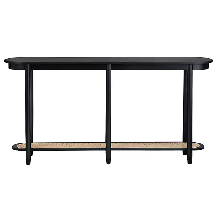 Kirklands Home Wood and Rattan Boho Console Table Black Best