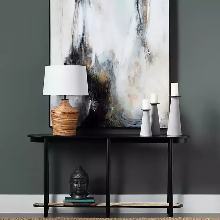 Kirklands Home Wood and Rattan Boho Console Table Black Best