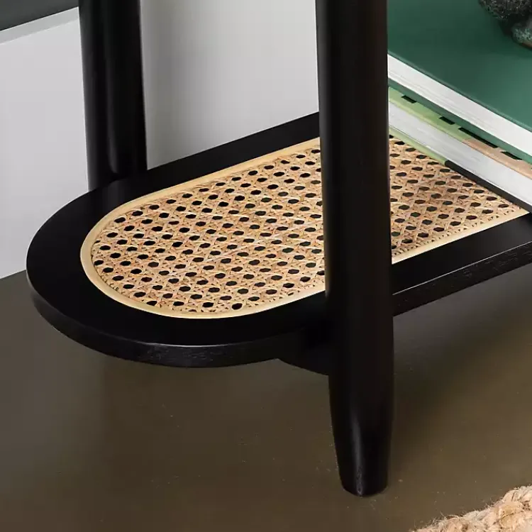 Kirklands Home Wood and Rattan Boho Console Table Black Best