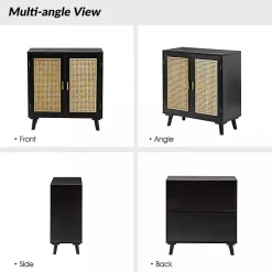 Kirklands Home Wood and Rattan Carpinteria Cabinet Black