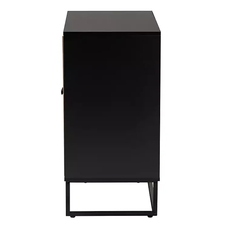 Kirklands Home Wood and Rattan 2-Door Cabinet Black New