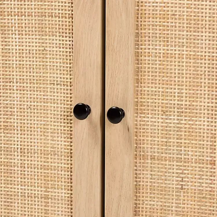 Kirklands Home Wood and Rattan 2-Door Cabinet Black New
