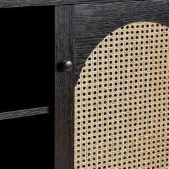 Kirklands Home Wood and Rattan 2-Door Sideboard Black Clearance