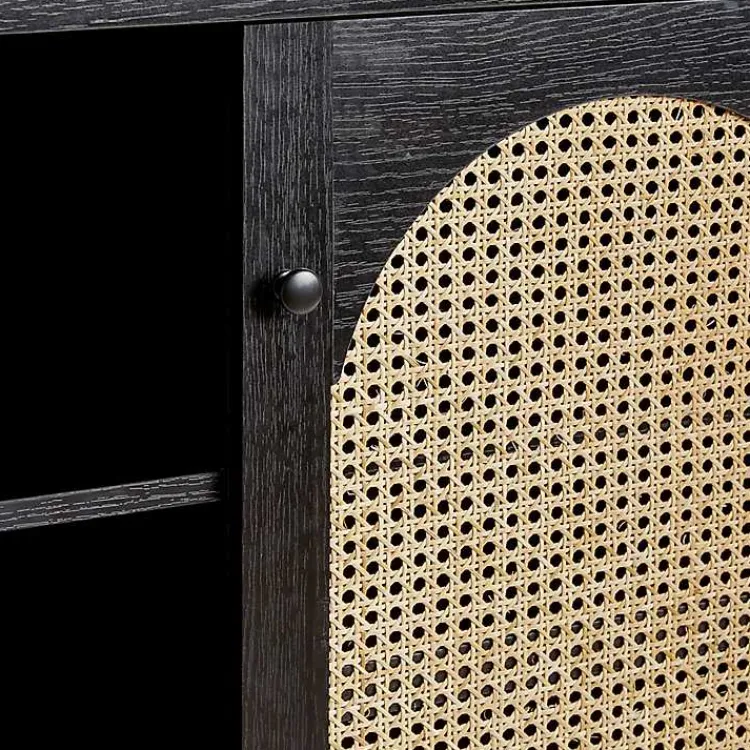 Kirklands Home Wood and Rattan 2-Door Sideboard Black Clearance