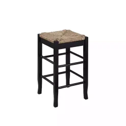 Kirklands Home Wood and Woven Rush Counter Stool Black Sale