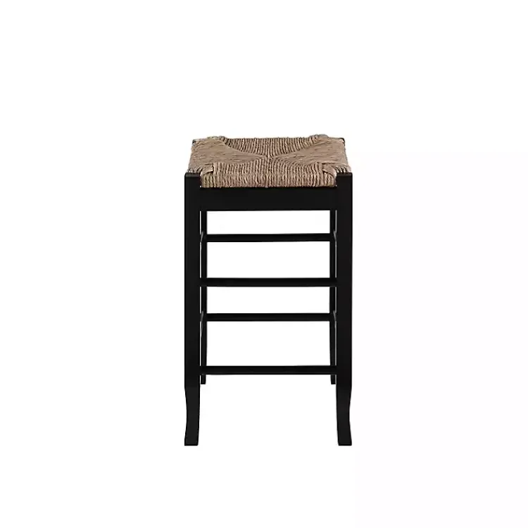Kirklands Home Wood and Woven Rush Counter Stool Black Sale