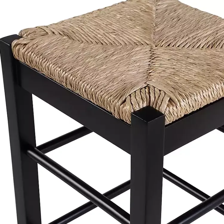 Kirklands Home Wood and Woven Rush Counter Stool Black Sale