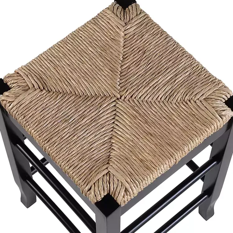 Kirklands Home Wood and Woven Rush Counter Stool Black Sale
