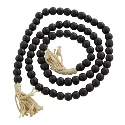 Decorative Accents>Kirklands Home Wood Beaded Tassel Garland Black