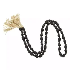 Decorative Accents>Kirklands Home Wood Beads Cream Tassel Garland Black