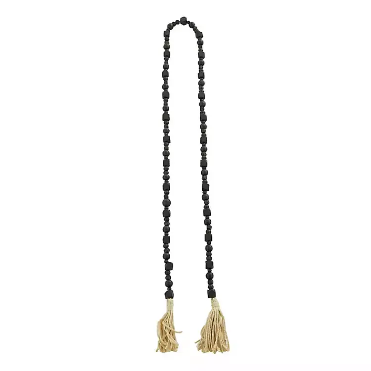 Decorative Accents>Kirklands Home Wood Beads Cream Tassel Garland Black