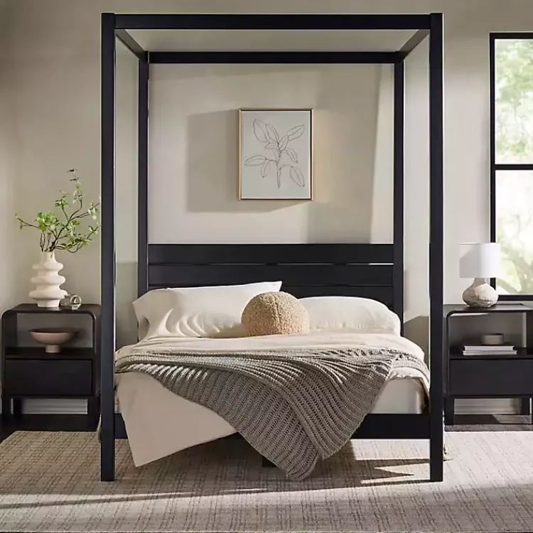 Kirklands Home Wood Canopy Full Bed Black Best