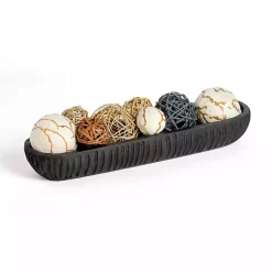 Decorative Bowls & Jars>Kirklands Home Wood Carved Decorative Trough Bowl Black