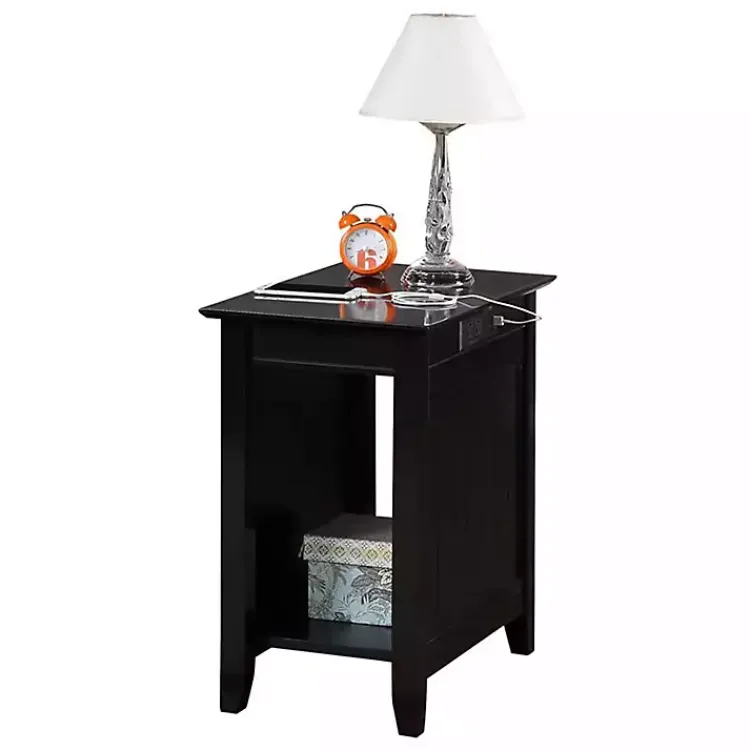 Kirklands Home Wood Charging Open Accent Table Black Discount