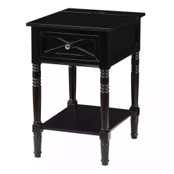 Kirklands Home Wood Charging Traditional Accent Table Black Clearance