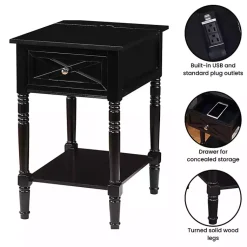 Kirklands Home Wood Charging Traditional Accent Table Black Clearance