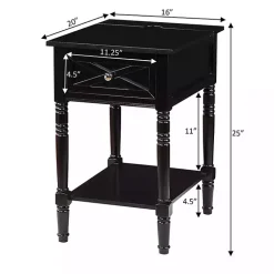 Kirklands Home Wood Charging Traditional Accent Table Black Clearance