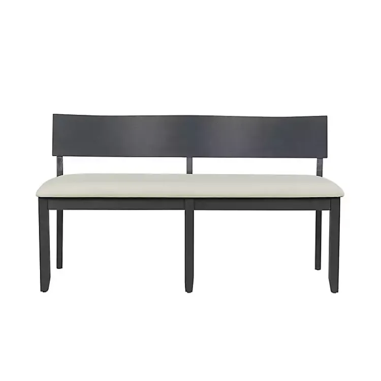 Kirklands Home Black Wood Cream Upholstered Bench White Sale