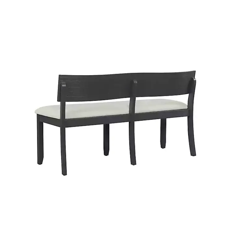 Kirklands Home Black Wood Cream Upholstered Bench White Sale
